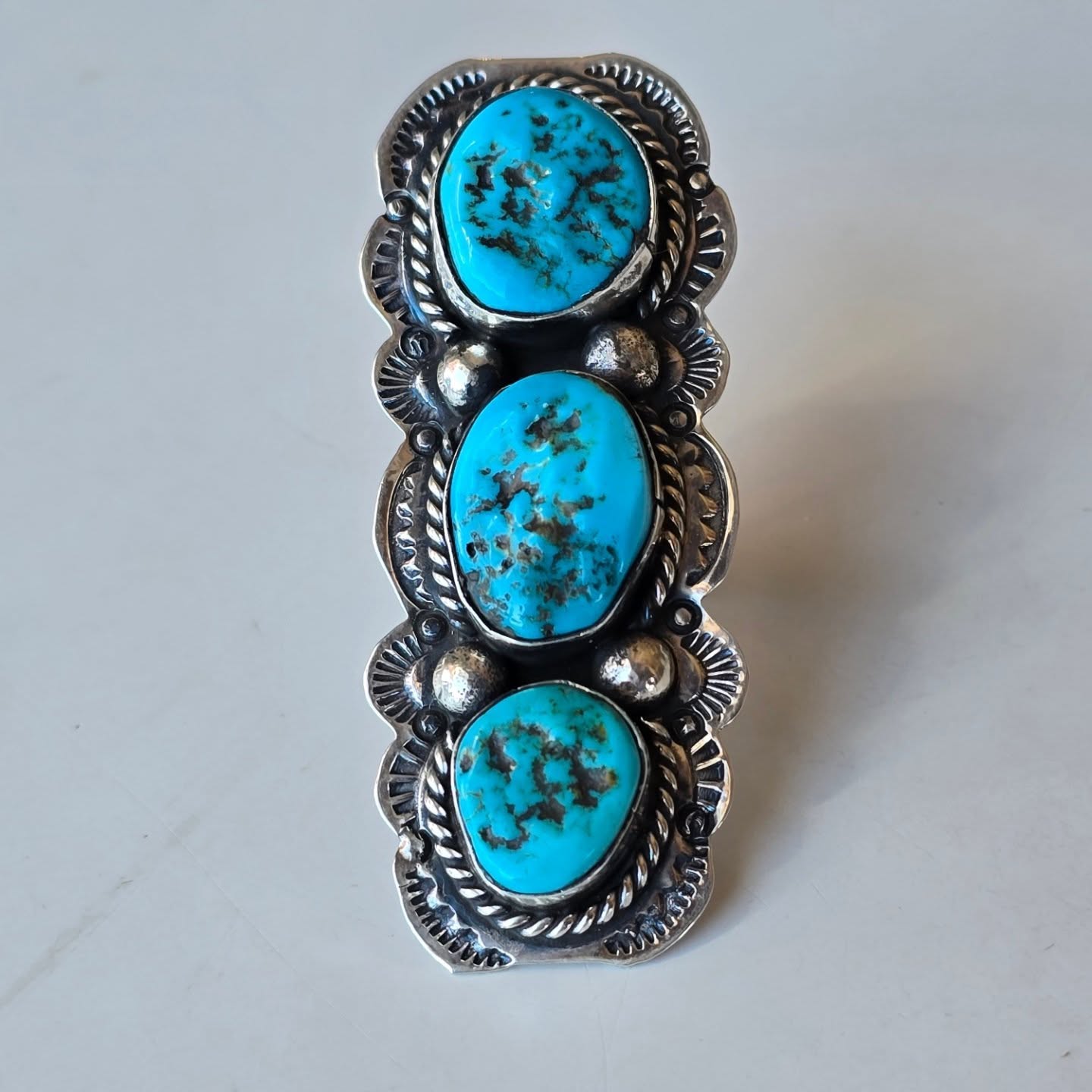 Stunning Navajo turquoise and sterling ring