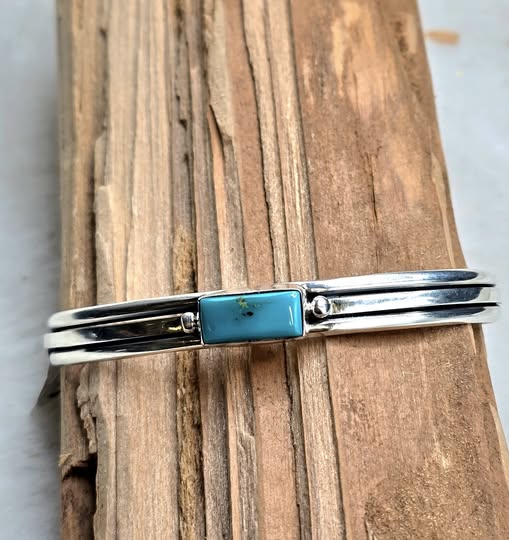 Sterling Silver and Turquoise cuff by Navajo artisan Helen Long