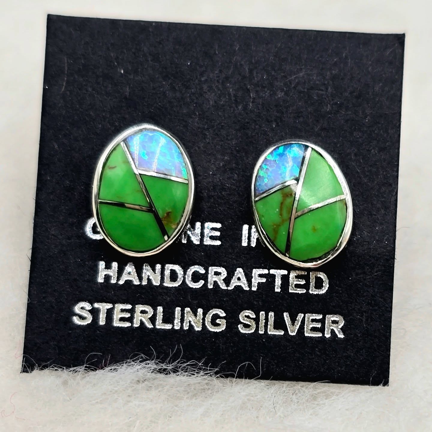 Gasperite and Cultered Opal Studs