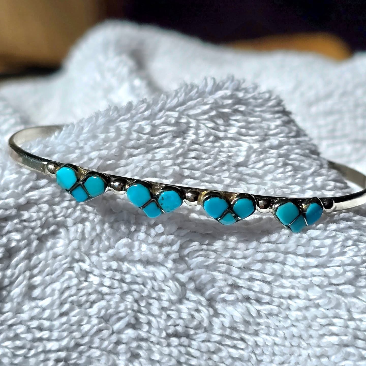 Triheart Turquoise and Sterling Bracelet