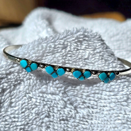Triheart Turquoise and Sterling Bracelet