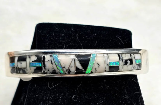 White Buffalo and Opal Inlaid Bracelet