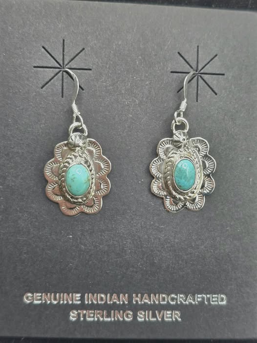 Sterling Silver and Turquoise earrings by Randall and Etta Endito